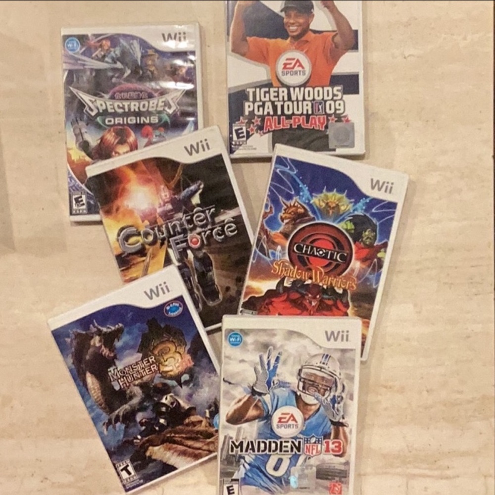 Nintendo Wii Games Lot Of 6 Game Tiger Woods Madden Monster Hunter